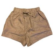 Zenana Light Mocha Drawstring Shorts Size Large