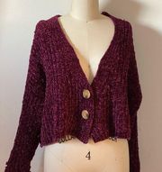 Fuscia Button Down Chenille Sweater