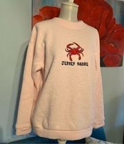 Exist Pink Jersey Shore M Medium Fuzzy Crab Crewneck Sweatshirt Top Vtg