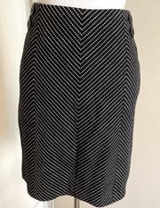 Cotton Knit Short Straight Lined Skirt Button BLK/WH Side Zip SASSY