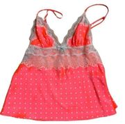 Victoria’s Secret Women Polka Dot Pink Baby Doll Lace Lingerie Top, Size Small