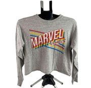 Marvel comics long sleeve gray crop top size medium