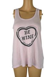 PJ Salvage Be Wine Heart Sleep Tank Top Pajama Shirt Blush Pink Graphic Small