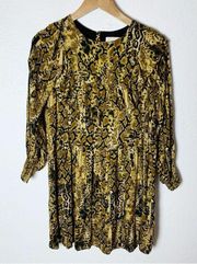 Ba&sh Sym Animal Print Ruffle Mini Dress Ochre Sz XS