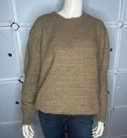 Boutique Super Soft Tan Crew Neck Sweater With Shimmering Gold Detail