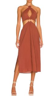 WeWoreWhat Women’s Brown Halter Midi Dress