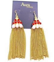 NWT Aura gold tone chain dangle earrings