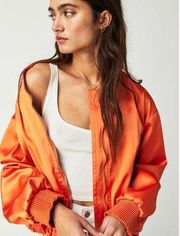 We The Free Echo Orange Bomber Jacket  Size Medium