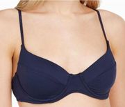 We Wore What Solid Navy Blue Underwire Lydia Swim Bikini Top XL NEW