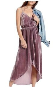 Lucky Medium High Low Purple Velvet Dress