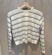 Brandy Melville Navy and Light Blue Striped Sweater