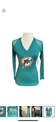 All Sports Couture Miami Dolphins Halter Neck Long Sleeve Shirt  Size Small