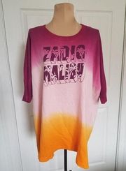 ZADIG & VOLTAIRE Zadig Malibu Dye Dip French Terry Short Sleeve Sweatshirt Sz L