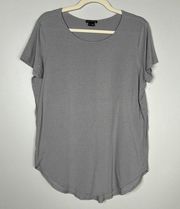 Theory Mixed Media Pima Cotton Modal Blend Curved Hem Short Sleeve Top Sz Lg