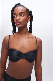 NEW Black Ruched Demi Cup Bikini Top / Swimsuit top