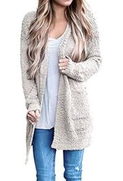 Eyelash Textured Open Cardigan