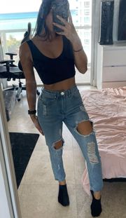 high waisted jeans