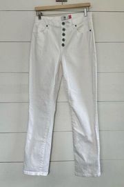 Cabi Women’s 8 White Button Fly Straight Jeans