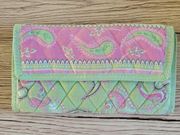 Tanya Lee pink green paisley quilted wallet