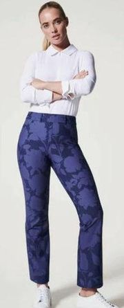 Spanx Sunshine Kick Flare Pant Floret Navy MSRP $128.00 NWT Size Large