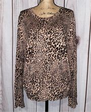 Time & Tru leopard print button front cardigan - lightweight sweater NWOT XXL 20