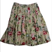 CAbi 866 Rose Lawn Garden floral pin tuck pleated lightweight lined skirt