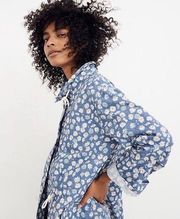 Madewell Ruffle-Neck Anorak Rain Jacket, French Blue Floral