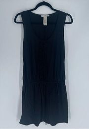 Laundry By Design Black V Neck Tie Waist Sleeveless Dress