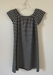 Madewell Off Shoulder Striped Mini Dress Black Cream Size XXS