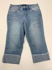 D. Jeans Women's 5 Pocket Denim Raw Hem Rolled Cuff Crop Jeans Blue Size 4 NWT