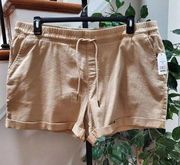 Time And Tru Women Beige Cotton Mid Rise Pull On Bermuda Casual Shorts Size 2XL