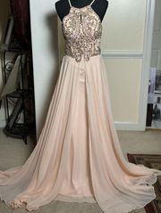Jovani Elegant Beaded Pink Long Prom Dress