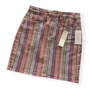 Ella Moss | High Waist Denim Mini Skirt Rainbow Stripe Juniors 24