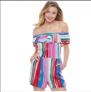 Candie’s Marilyn Striped Romper Small