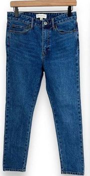 Something Navy Medium Wash High Rise Cropped Ankle Cigarette Skinny Jean Size 8