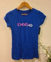 Bebe Blue Logo Tshirt Size Small