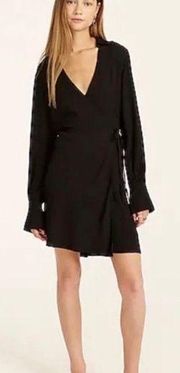 NWT J. Crew Black Drapey Long Sleeve Wrap Mini Dress Size 2