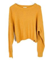 NWT Abound Textured Crop Sweater in Yellow Mine Drop Shoulders Mustard Size XL