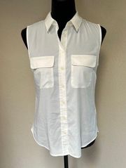 Covington Ivory Summer Button Down Sleeveless Blouse Size Small