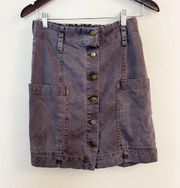 Young, Fabulous & Broke Button Front Paperbag Mini Skirt Size Medium Blue/Gray