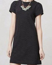 MAEVE Black White Polka Dot Short Sleeve Dress XS