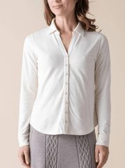 Margaret O Leary White Linen Button Top