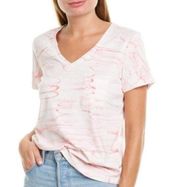 525 America Pink Tie Tie V-neck Short sleeve Tee Shirt Top Small