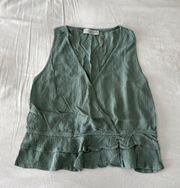 Sage Green Ruffle Detail Cropped Tank