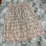 Vintage  Petite Paisley 100% Cotton Pleated Midi Skirt size 14