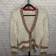 Vintage Boston Traders Limited Hand Knit Beige 90s Cardigan Sweater