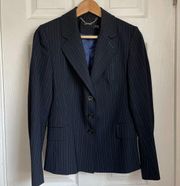 Karen Millen wool navy pinstripe blazer