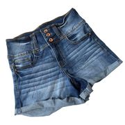 ARIYA JEANS High Waist Cutoff Jean Shorts Size 7/28 3 Button 5 pocket Stretch