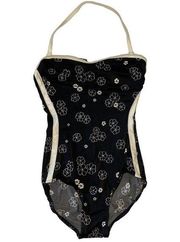 Vintage Jantzen Black Floral Women's Swimsuit Size 8