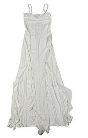 Club L - Maternity Bandeau Ruffle Maxi Dress with Thigh Splits in White